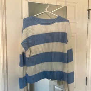 Blue and White Striped Women's Sweater